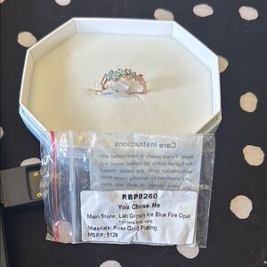 Rose Gold Plated Ring with Blue Fire Opal BP You Chose Me